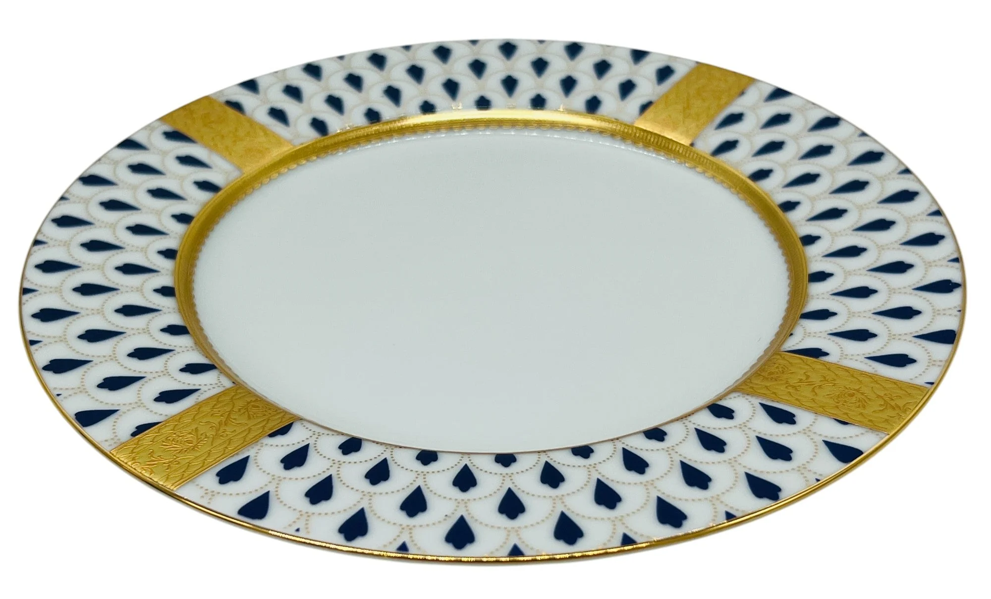Veronese Ceramic Plate 8", Italian Design, Blue and Gold, PE19296 - Image 2
