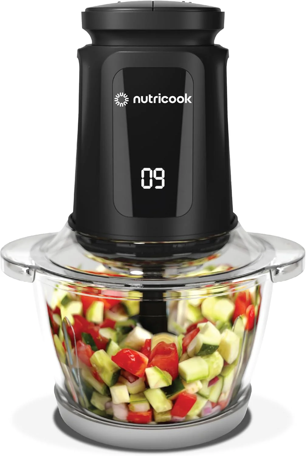 Nutricook Multi Purpose Glass Chopper & Mixcer, 500 W, 1.2L with 4 SS Blade detachable System, easy to clean, Pulse speed for precision, Ice Crushing, Anti Slip ring