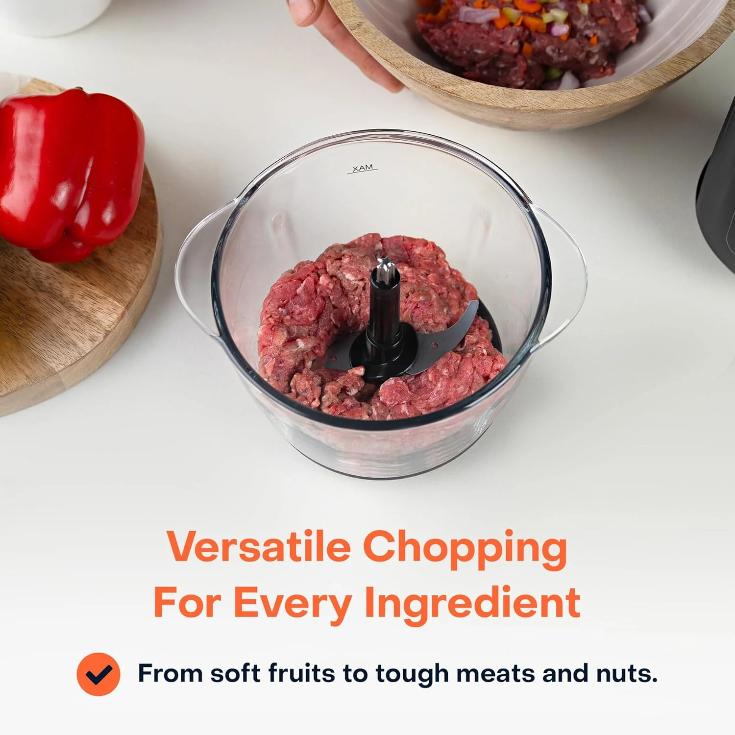 Nutricook Multi Purpose Glass Chopper & Mixcer, 500 W, 1.2L with 4 SS Blade detachable System, easy to clean, Pulse speed for precision, Ice Crushing, Anti Slip ring - Image 4