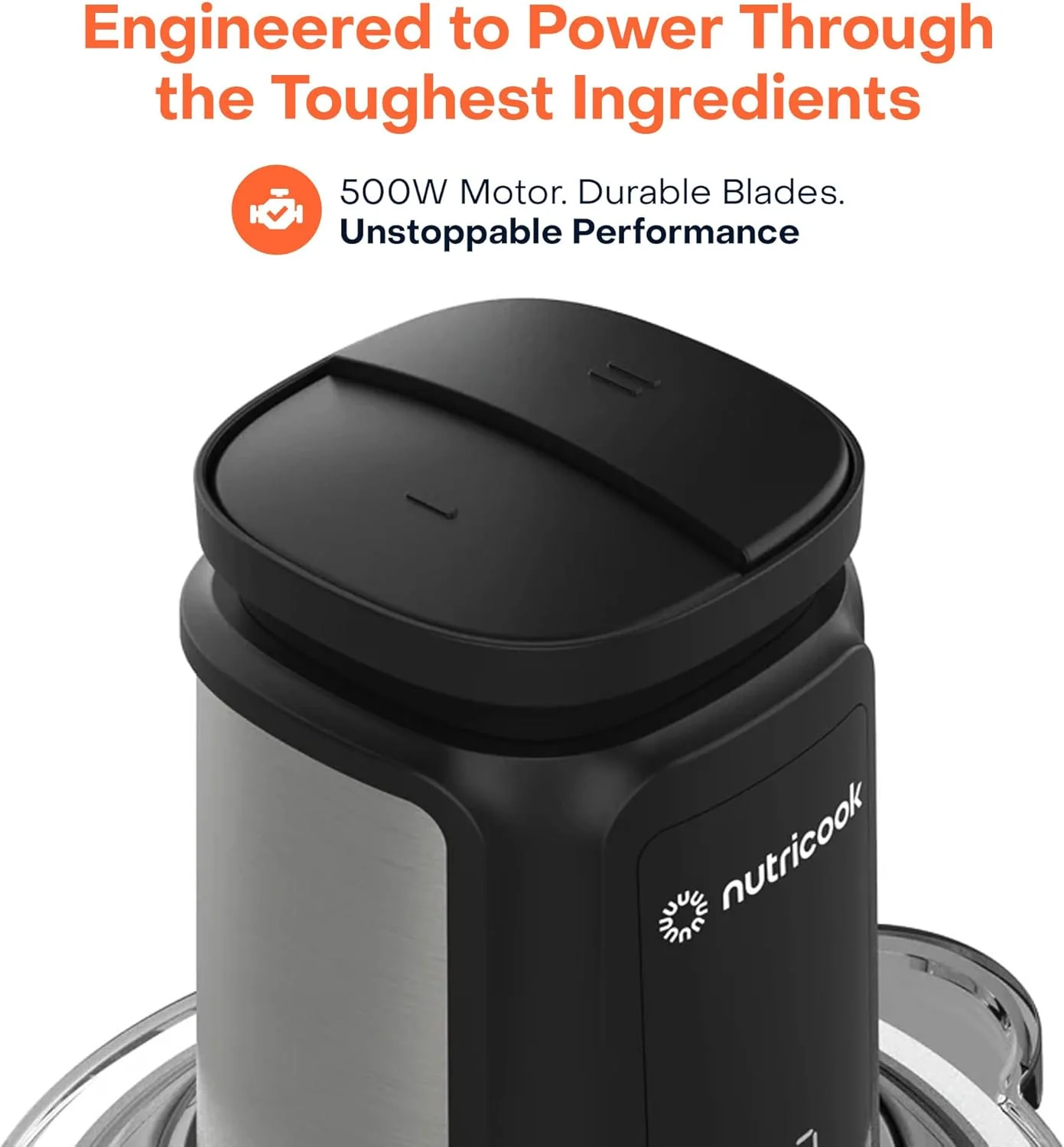 Nutricook Multi Purpose Glass Chopper & Mixcer, 500 W, 1.2L with 4 SS Blade detachable System, easy to clean, Pulse speed for precision, Ice Crushing, Anti Slip ring - Image 5