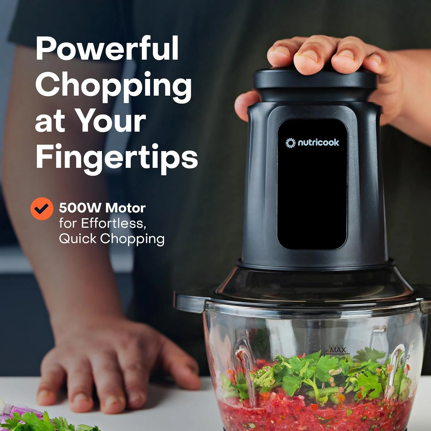 Nutricook Multi Purpose Glass Chopper & Mixcer, 500 W, 1.2L with 4 SS Blade detachable System, easy to clean, Pulse speed for precision, Ice Crushing, Anti Slip ring - Image 6