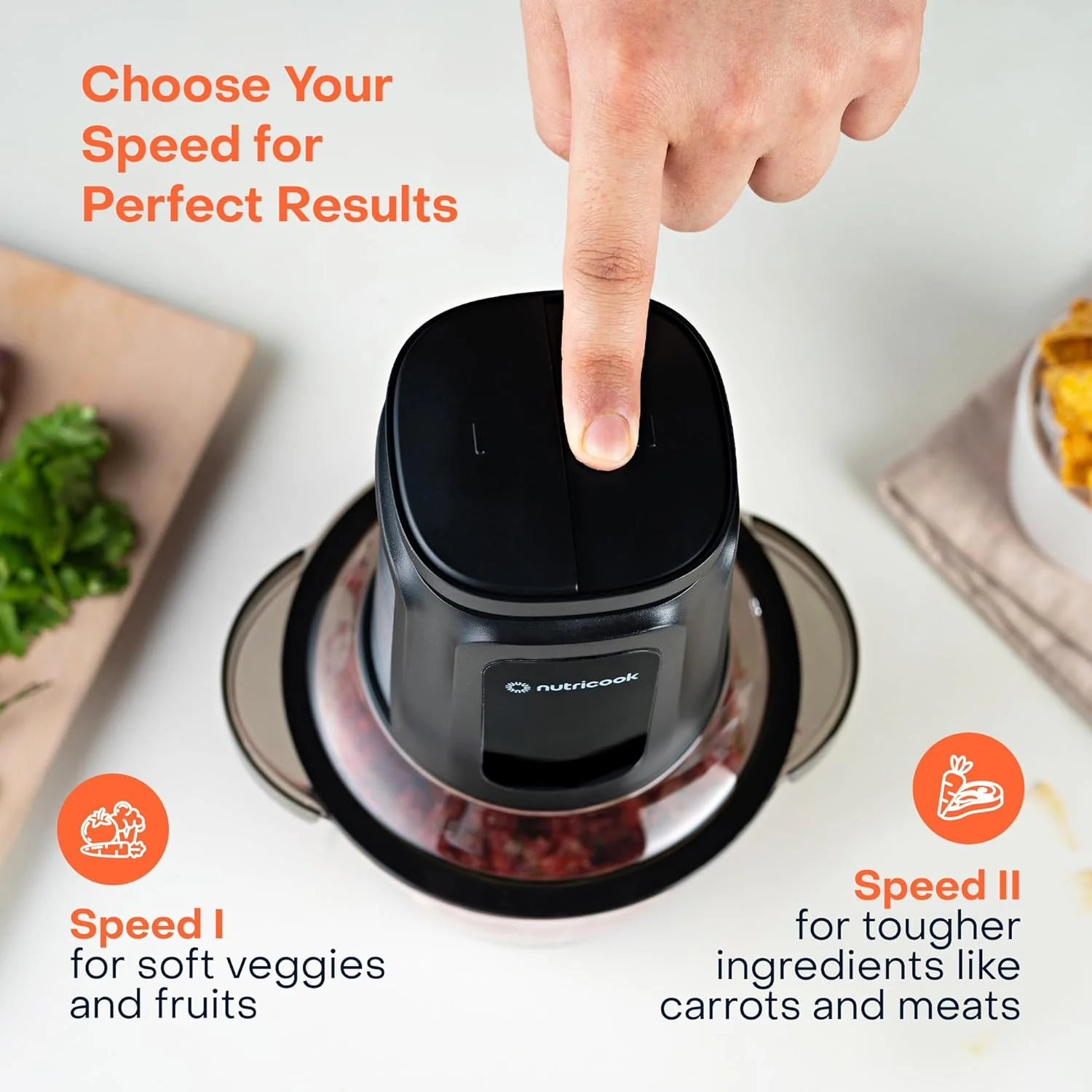 Nutricook Multi Purpose Glass Chopper & Mixcer, 500 W, 1.2L with 4 SS Blade detachable System, easy to clean, Pulse speed for precision, Ice Crushing, Anti Slip ring - Image 7