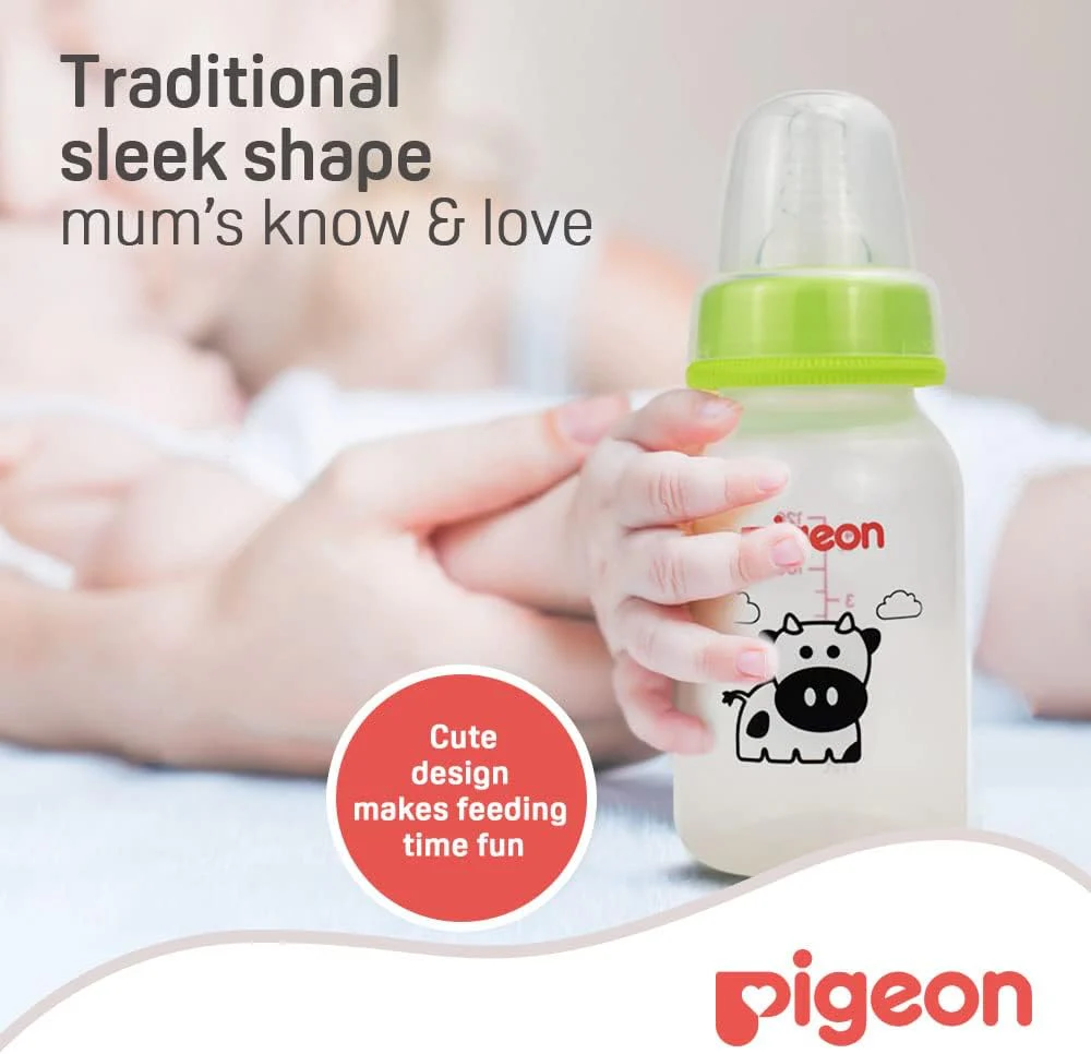 Pigeon Slim Neck Animal Decorated Plastic Feeding Bottle, Ultra Soft Silicone Nipple, Anti Colic, Bpa & Bps Free, 120Ml, Multicolor - Image 6