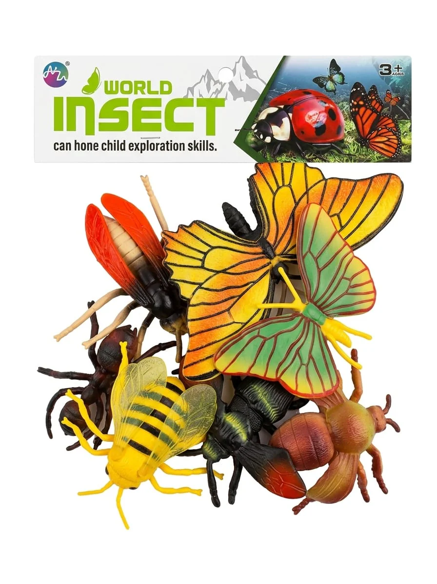 AKDC Insect Figures Playset 6 Pcs – Butterfly, Bee, Spider & More | Ages 3+