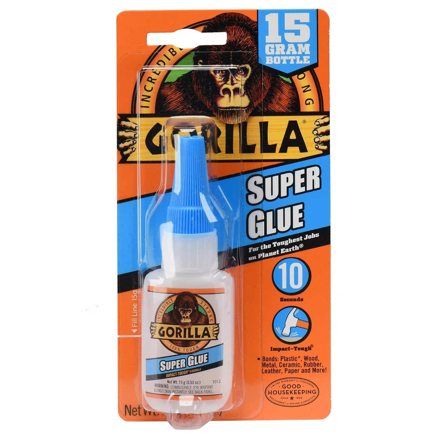 Gorilla Clear Super Glue – 1 Pack, No-Run Control Formula 15 Gram