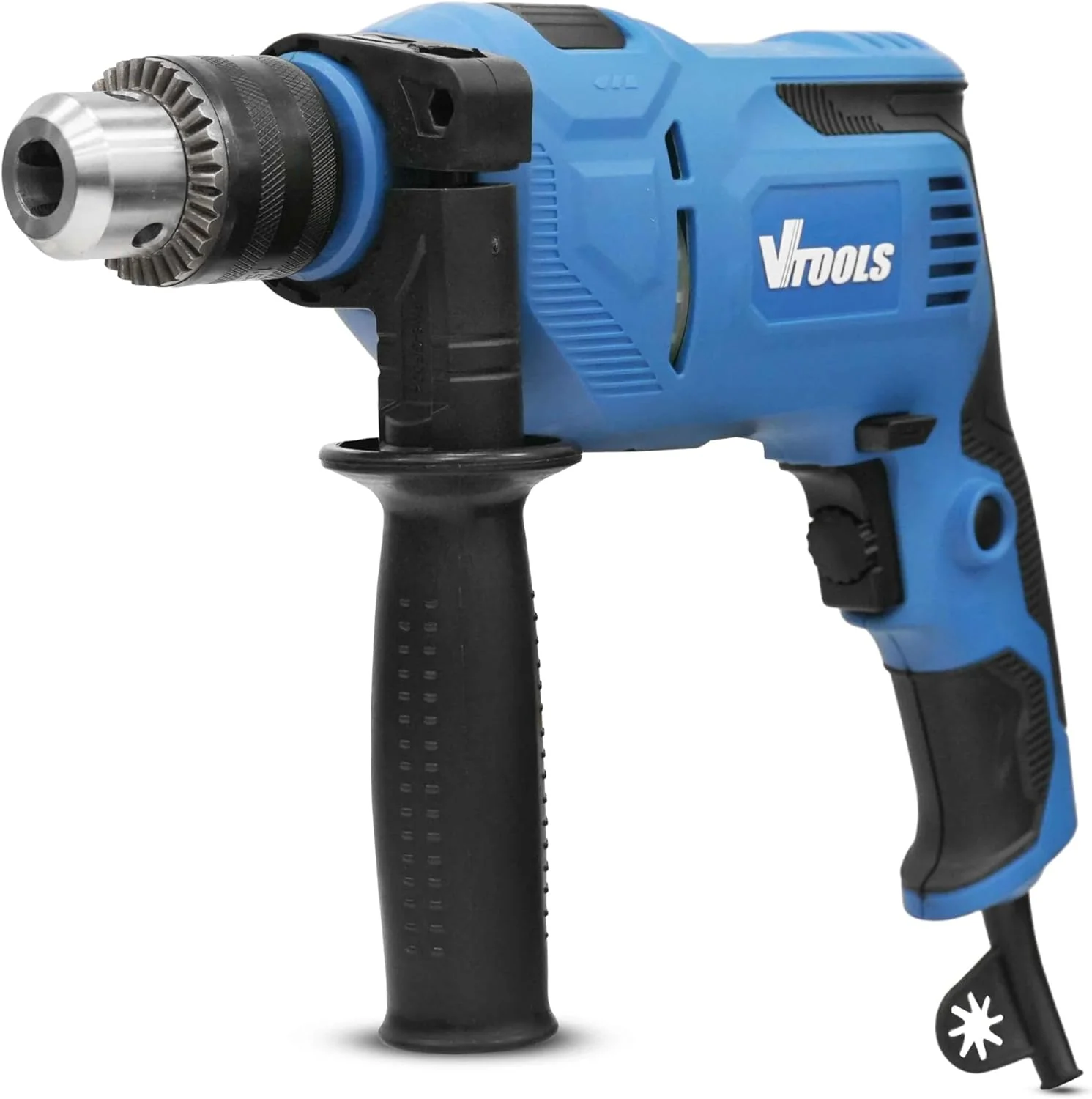 VTOOLS 112 Pcs 710W Electric Impact Drill Set with 13mm Keyed Chuck, 0-3000RPM Speed, 48,000BPM Hammer Action, Auxiliary Handle, 42 Drill Bits, Screwdriver Bits & Socket Kit, Blue, VT1225-KIT - Image 2