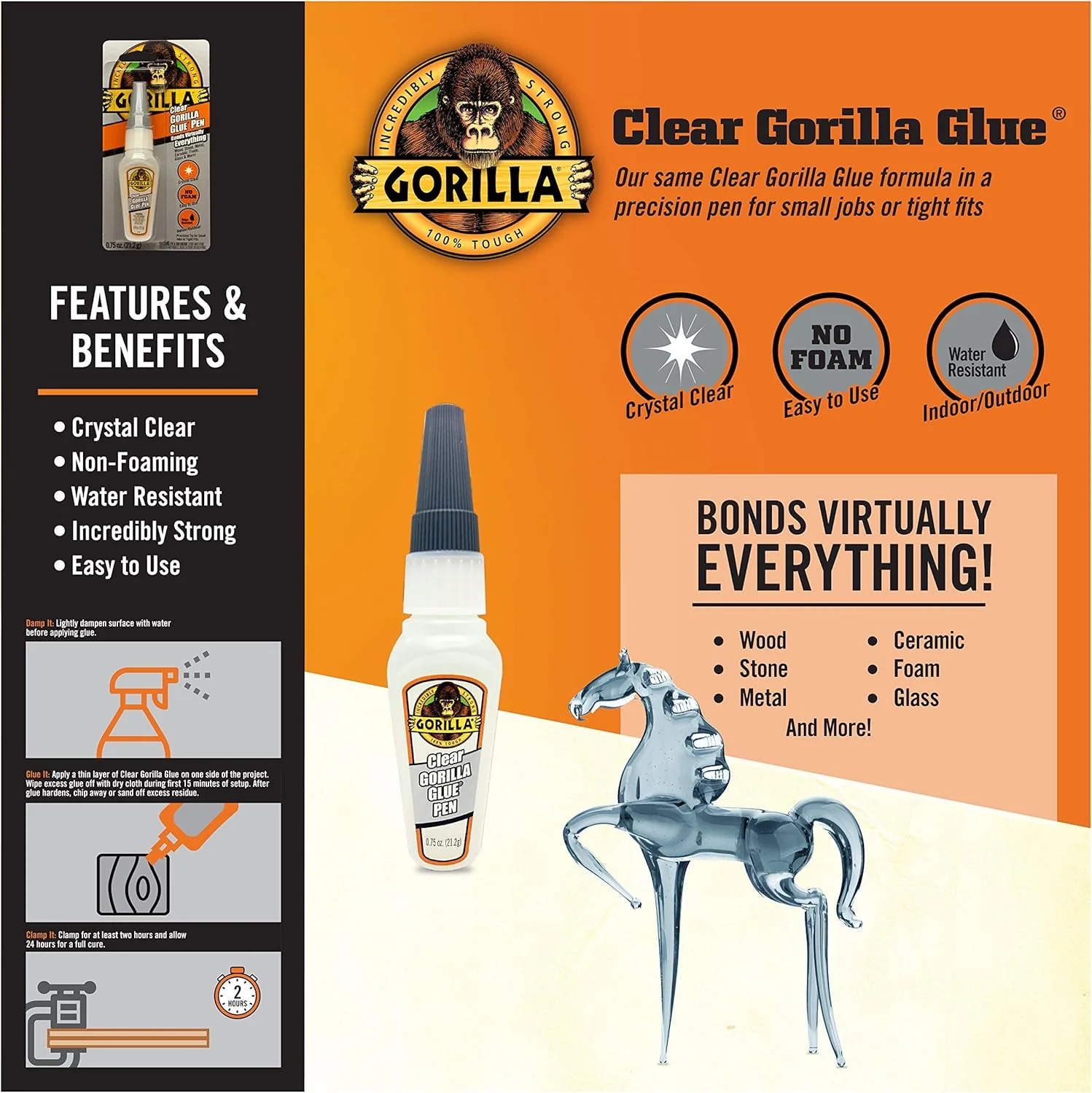Gorilla Clear Glue (0.75 Ounce) – Heavy-Duty, Permanent Adhesive - Image 3