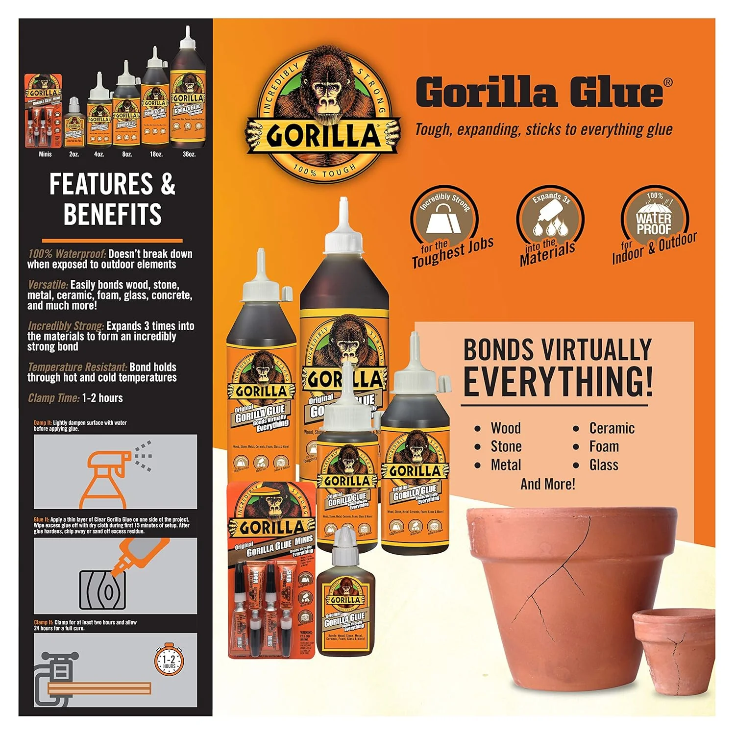 Gorilla Original Glue Mini Tubes – 4 Pack, 3g Each, Brown Waterproof Formula - Image 3
