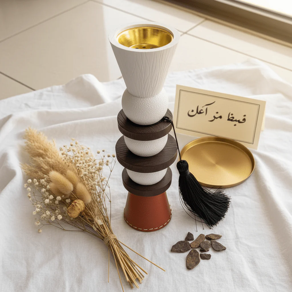 White & Brown Chalk Arabic Incense Burner 25cm - Image 3