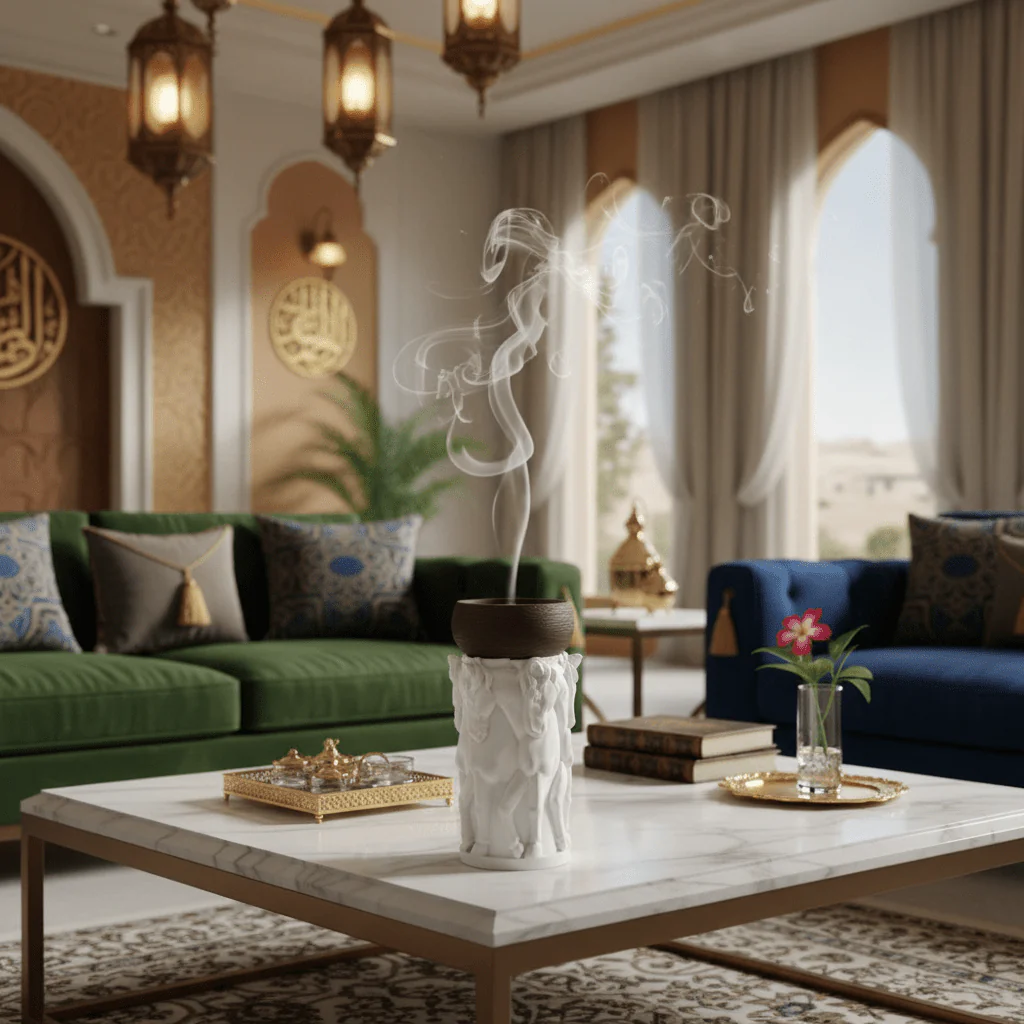 White & Brown Horse Sculpture Incense Burner | Luxury Arabic Bakhoor Holder | 17×7 cm - Image 2