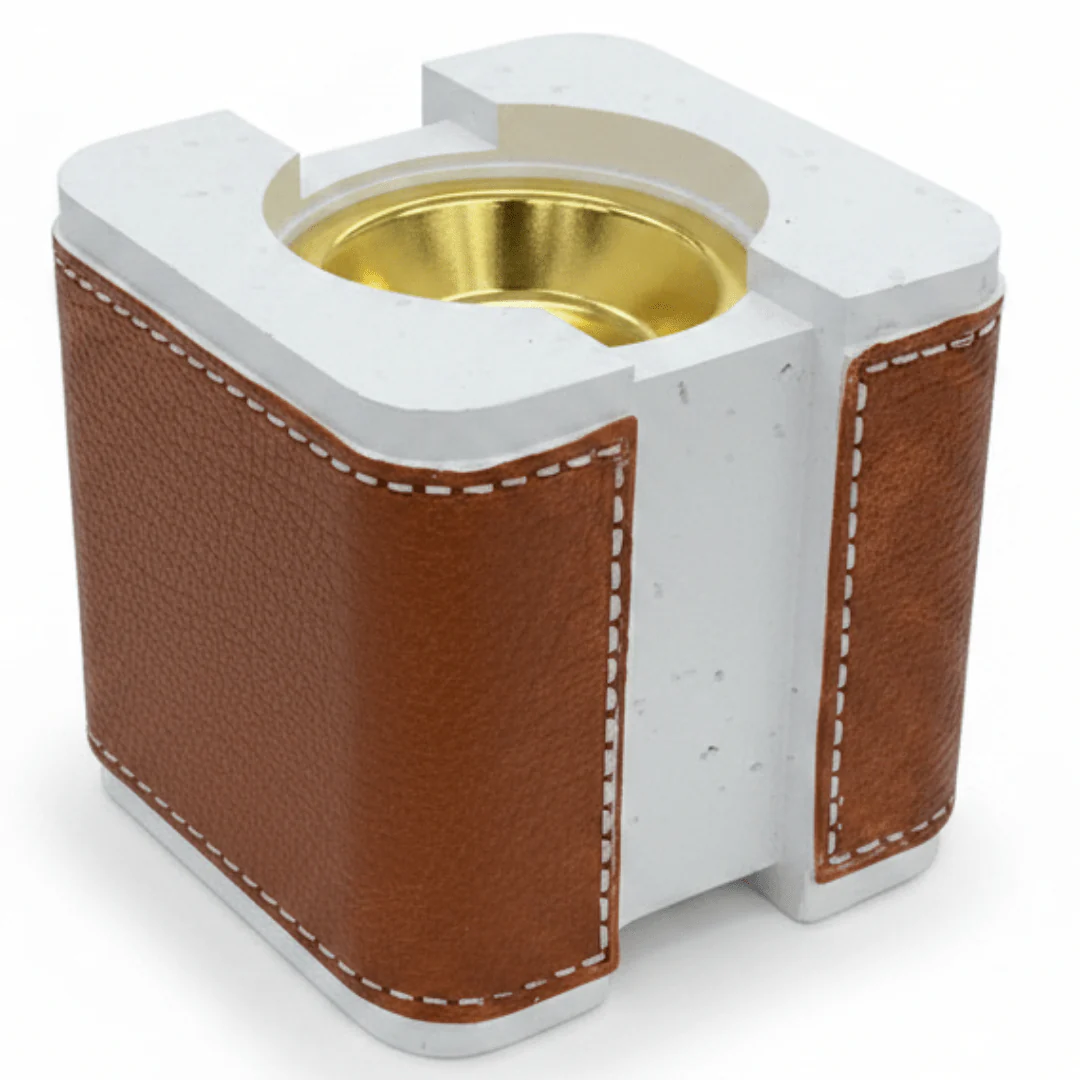 White & Brown Chalk Incense Burner | Square Mabkhara | 10×10 cm