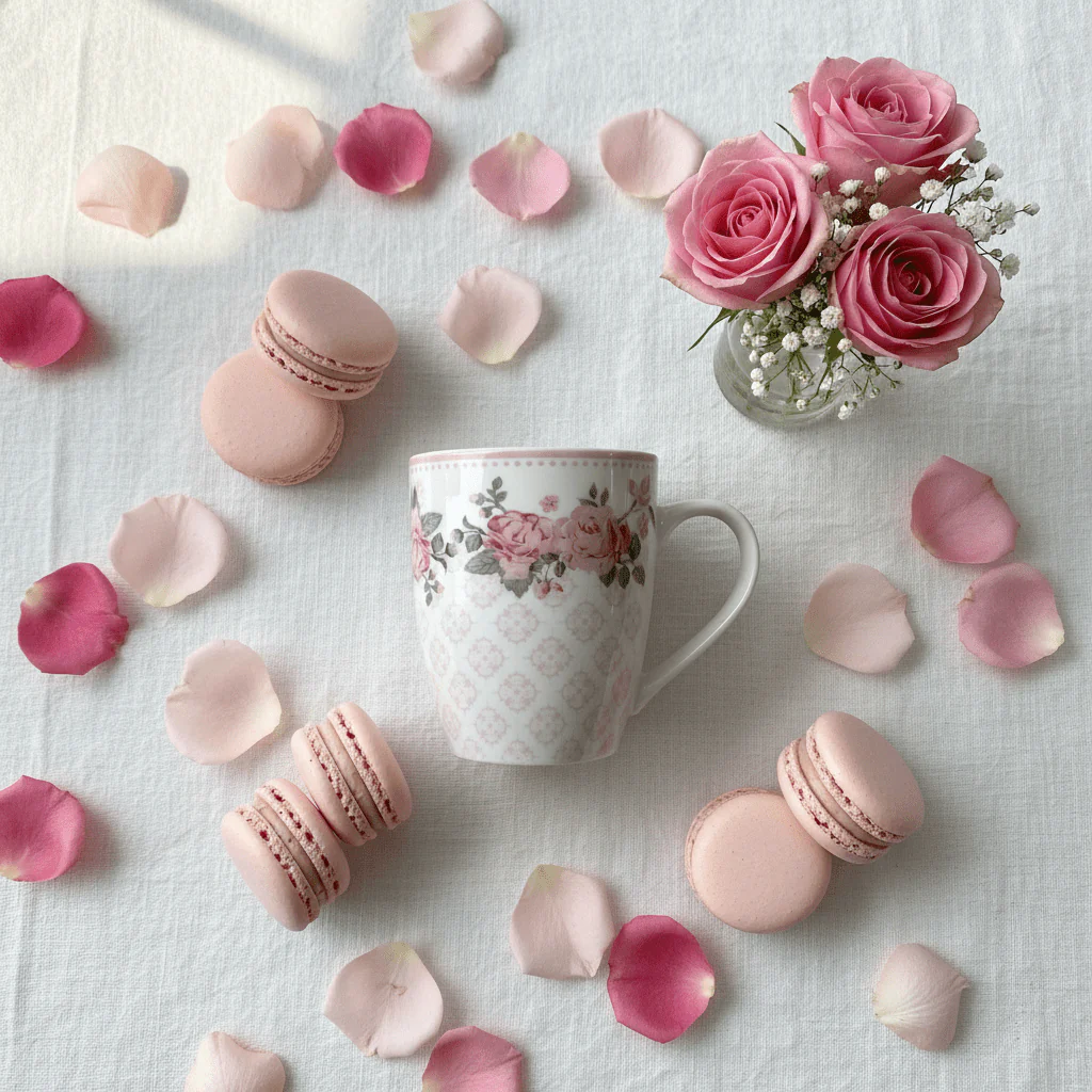 Rose Garden Ceramic Mug — 300ml | White & Pink Floral Drinkware - Image 4