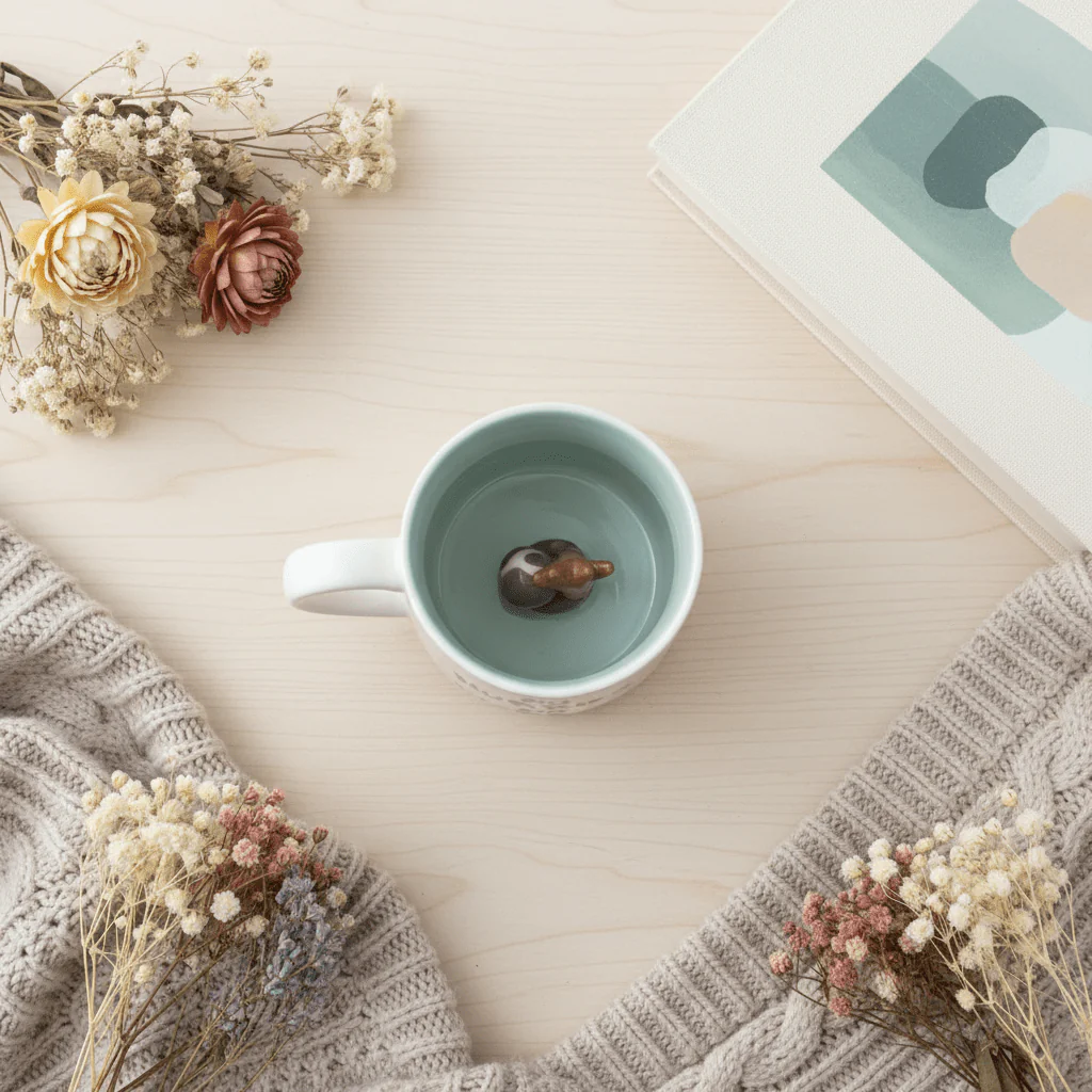No Hurries No Worries Ceramic Mug with Hidden Surprise | Sage Green & White | 400ml - Image 2