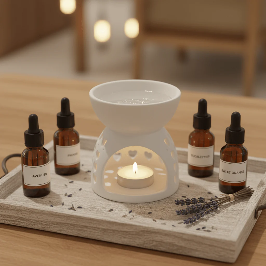 White Ceramic Oil Burner with Heart Cutout Design - 10×7 cm - Image 2