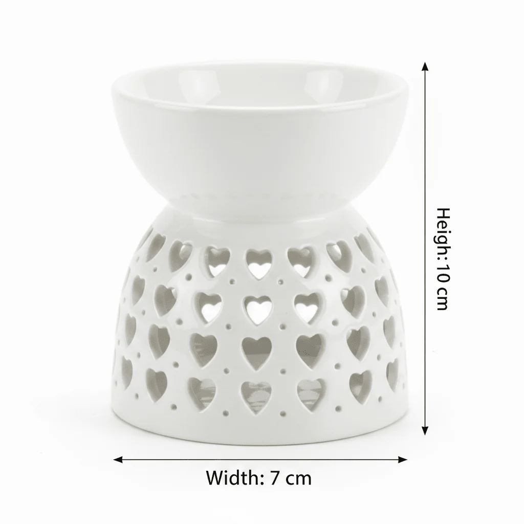 White Ceramic Oil Burner with Heart Cutout Design - 10×7 cm - Image 4