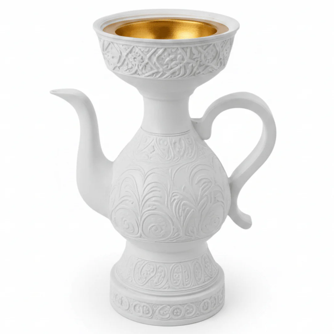 White Chalk Arabic Incense Burner – Dallah Mabkhara | 18cm