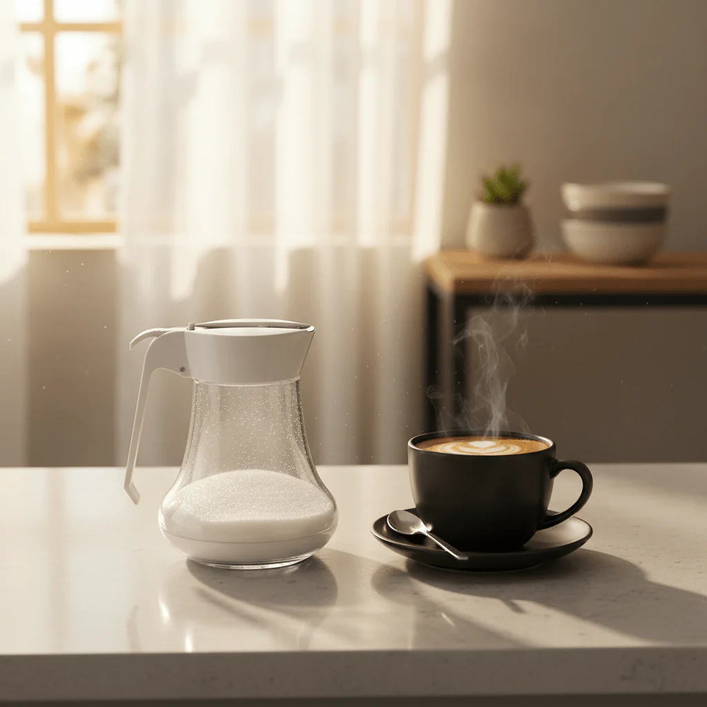 Premium White Sugar Dispenser with Flip-Top Lid | Clear Body | 12×6cm - Image 2