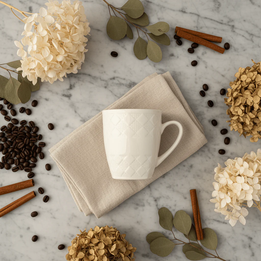 White Embossed Porcelain Mug 250ml | Diamond Quilted Texture | Premium Ceramic - Image 3