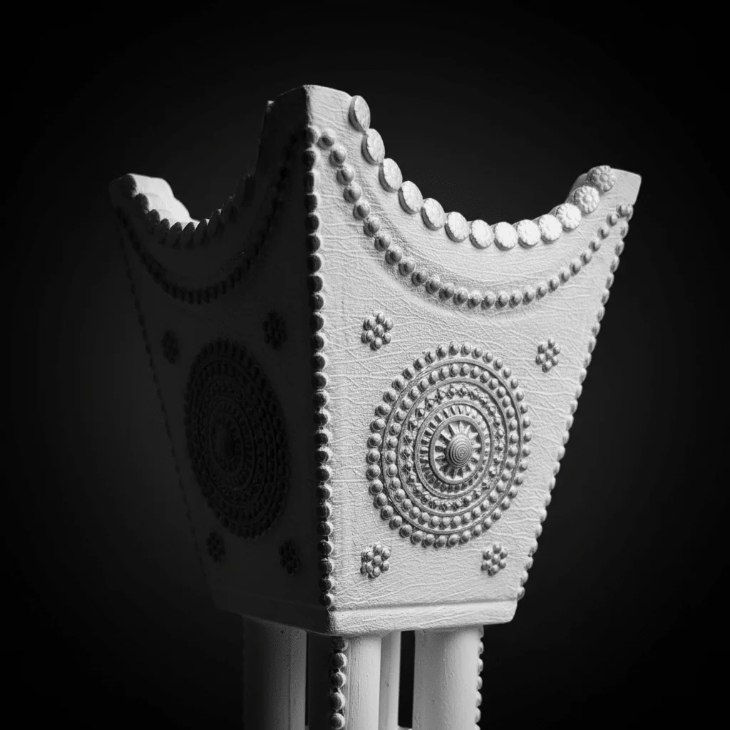 White & Silver Chalk Incense Burner | Ornate Mandala Design | 16×7cm - Image 3