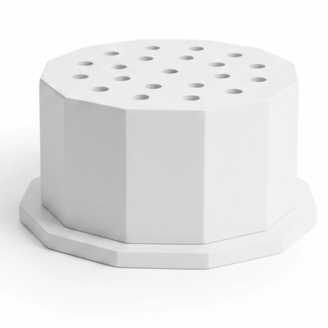 White Octagonal Wooden Incense Burner | 6×10cm