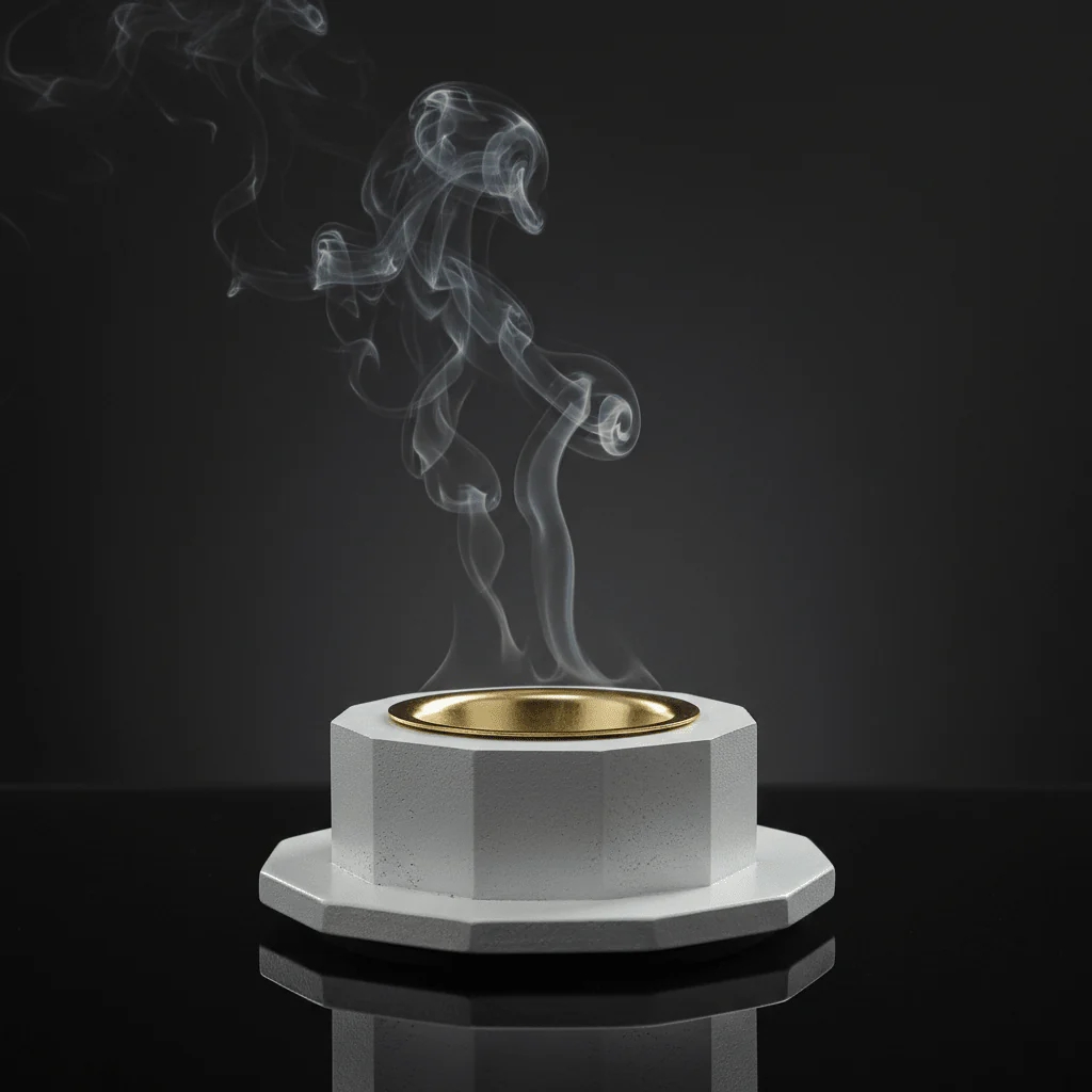 White Octagonal Wooden Incense Burner | 6×10cm - Image 3
