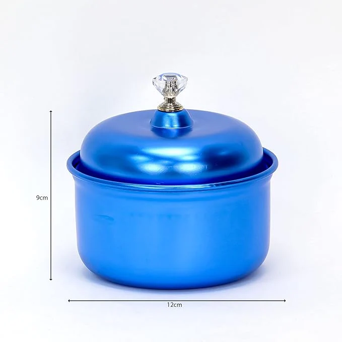AKDC Decorative Aluminum Sugar Bowl/Box/Jar/Container/Pot with Lid, Unique Crystal Candy & Dry Fruits Bowl, Perfect for Home & Gift (12x9cm) - Image 3