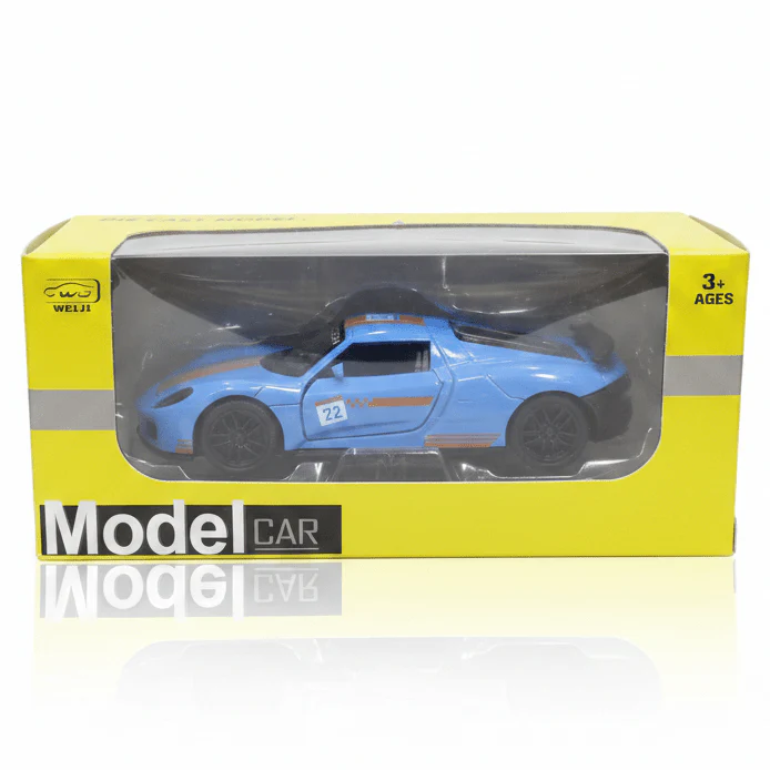 WJ Die-Cast Model Car 1:36 Scale – Blue Sports Car (Ages 3+)