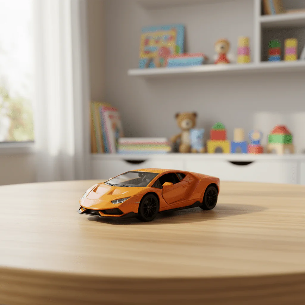 WJ Die-Cast Model Car 1:36 Scale – Orange Sports Car (Ages 3+) - Image 2