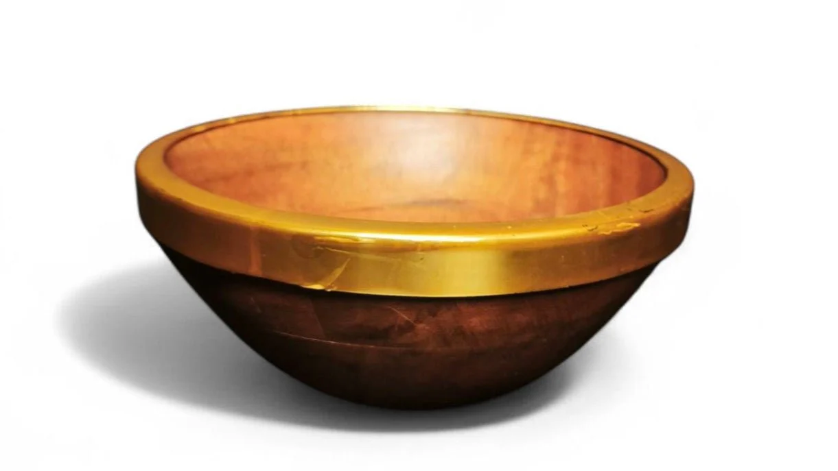 Wooden Serving Bowl 6463B Gold Line 25cm - Image 2