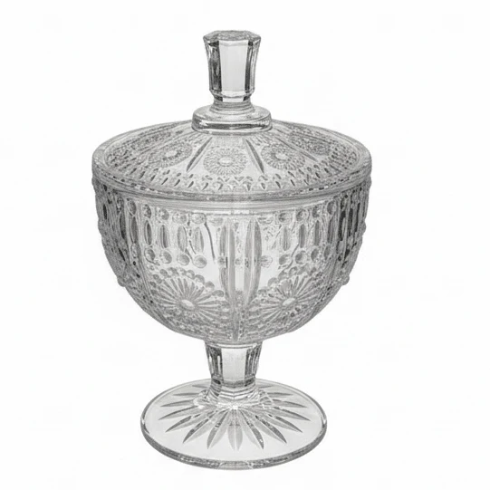 Yesink Clear Glass Sugar Pot with Lid Elegant Kitchen Storage Container for Sugar Spices and Condiments 10 x 9 cm