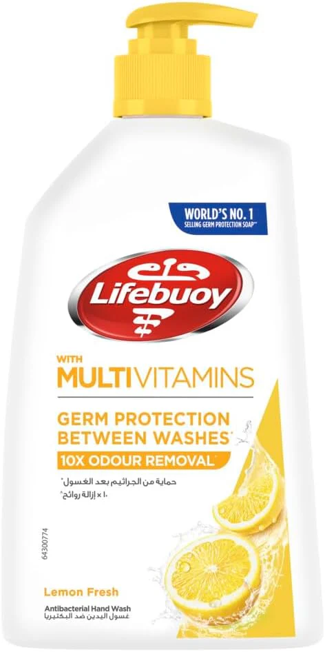 Lifebuoy Hand Wash, Lemon Fresh, for 100% stronger germ protection & 10X odour removal, 500ml
