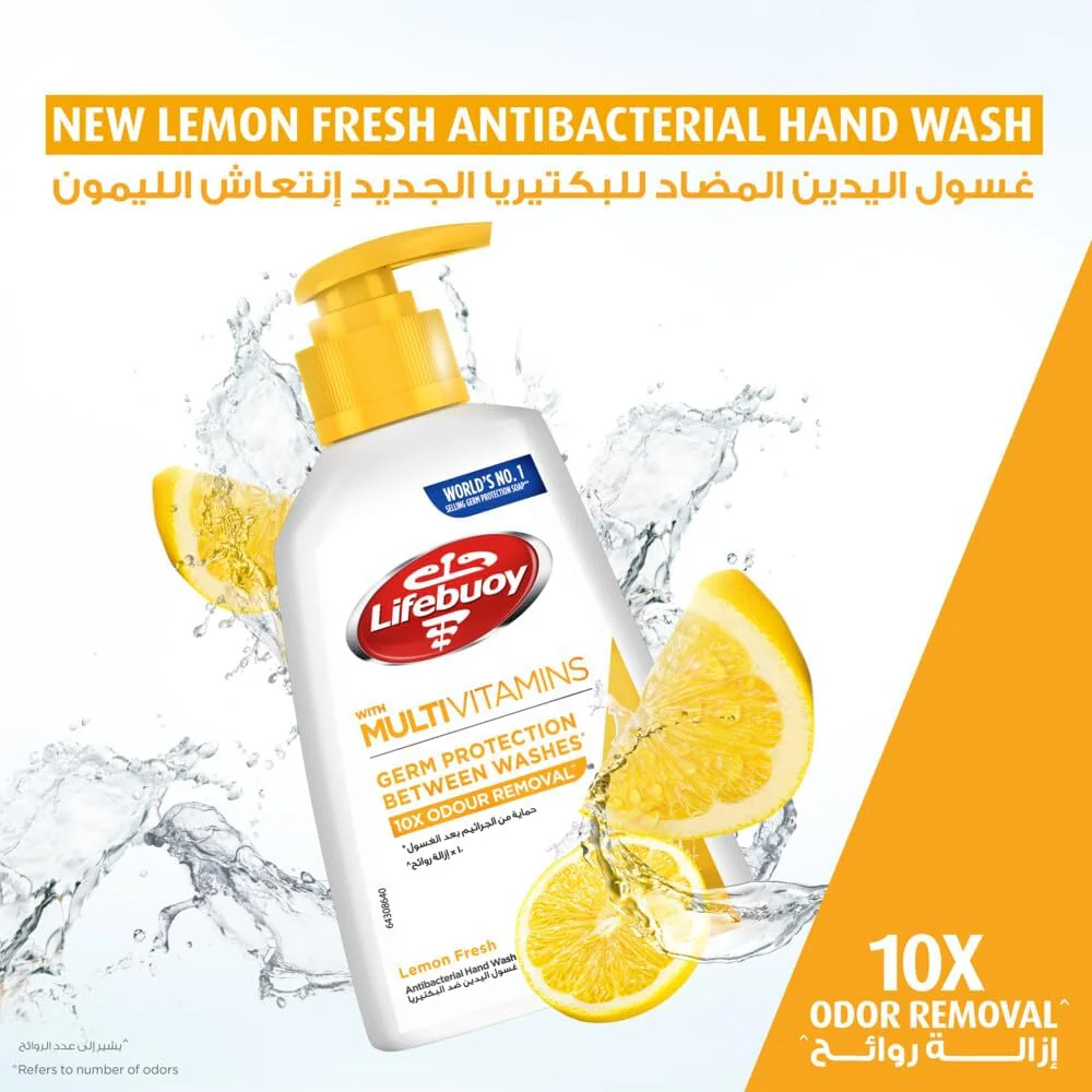 Lifebuoy Hand Wash, Lemon Fresh, for 100% stronger germ protection & 10X odour removal, 500ml - Image 2