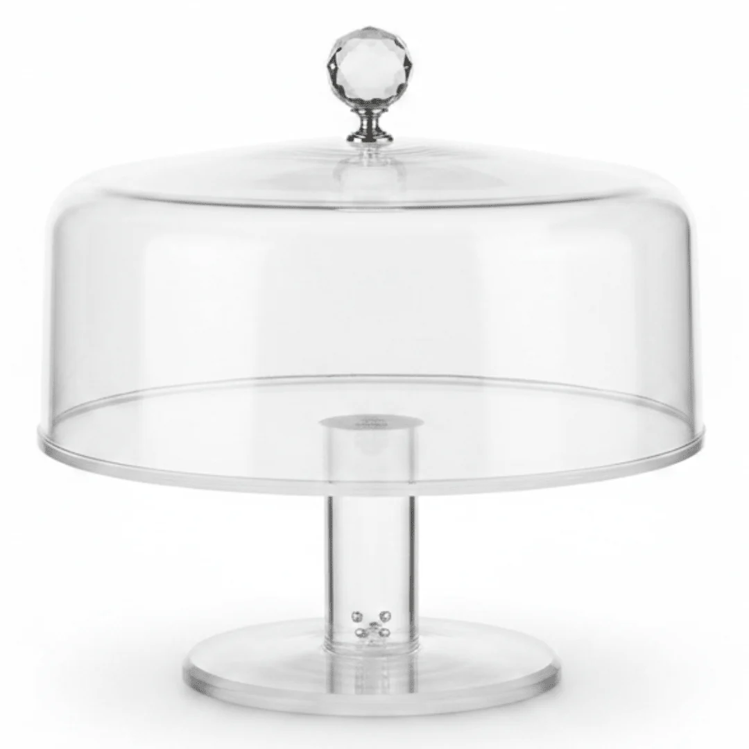 Yuniverse acrylic cake plate with Yuniverse Acrylic Cake Plate with Dome Cover | 20×23cm | Crystal Knob | Clear Pedestal Stand20*23cm