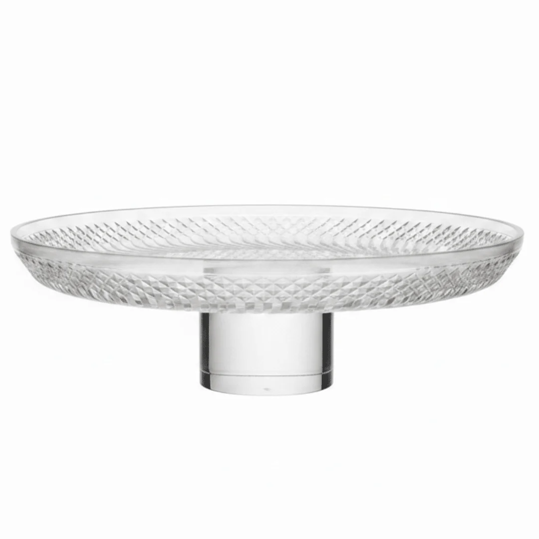 Yuniverse Crystal-Cut Acrylic Footed Fruit Plate | 30 × 9 cm | Elegant Pedestal Serving Stand