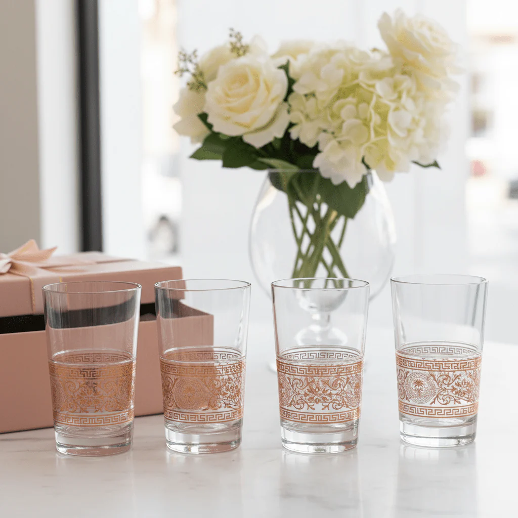 Yuniverse Rose Luxe Decorative Acrylic Tumbler with Metallic Rose Gold Design – 13.5 cm - Image 4