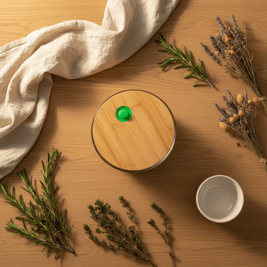 Yuniverse Round Glass Storage Container with Eco Bamboo Lid – Minimalist Design for Kitchen Use – 15 cm - Image 2