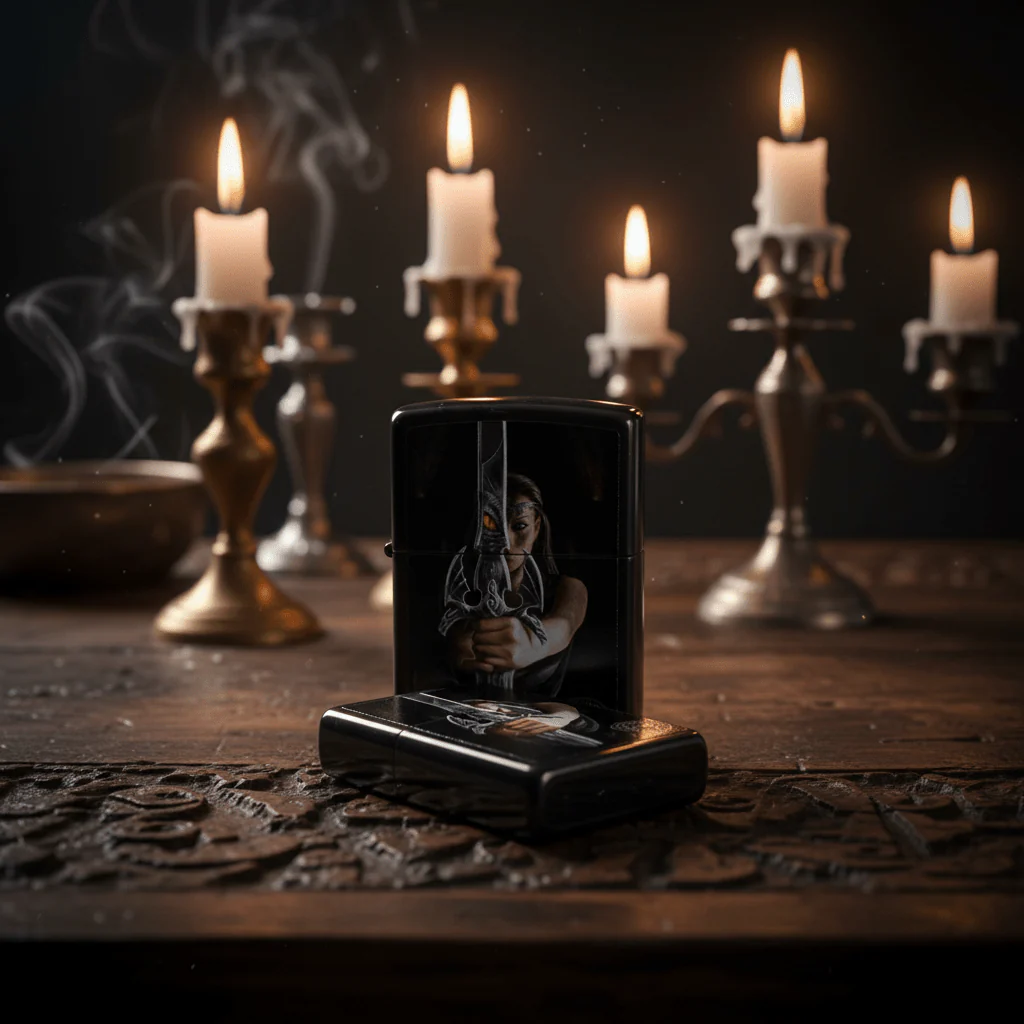 Zippo Black Flip Top Refillable Metal Lighter Anne Stokes Collection Design Fantasy Art 6×4 cm - Image 3