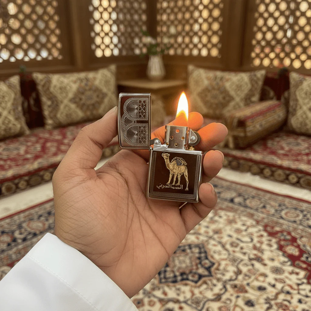 Zippo Silver Flip Top Refillable Metal Lighter Camel Theme Design 6×4 cm - Image 3
