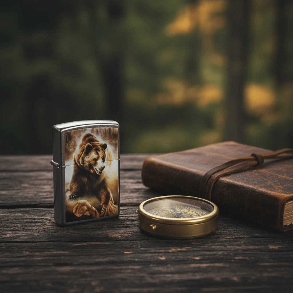 Zippo Silver Flip Top Refillable Metal Lighter Mazzi Bear Artwork Windproof Pocket Lighter 6×4 cm - Image 4