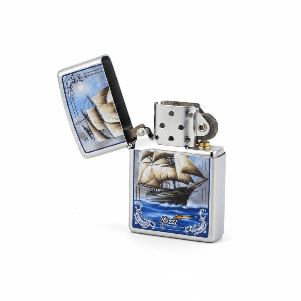 Zippo Silver Flip Top Refillable Metal Lighter Mazzi Tall Ship Artwork Windproof 6×4 cm - Image 3