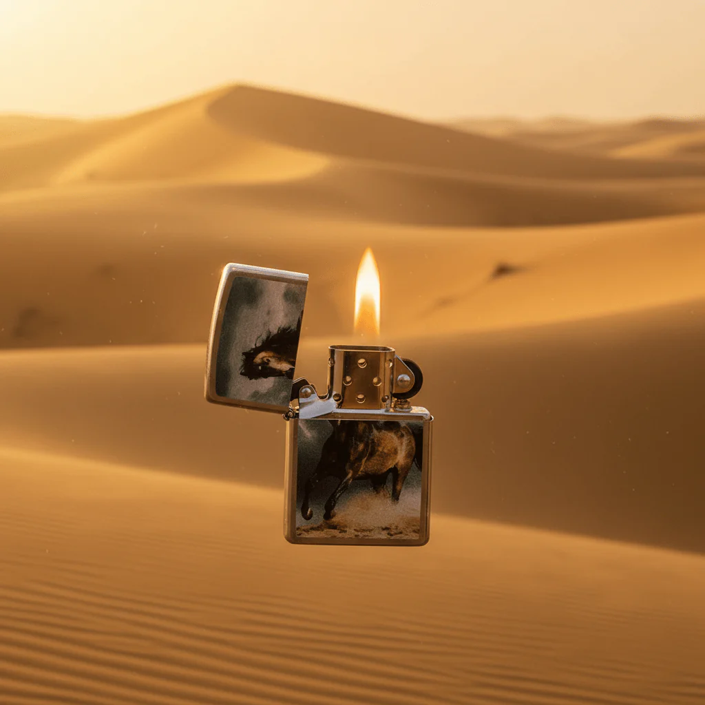 Zippo Silver Metal Lighter with Wild Stallion Horse Artwork Design, Flip-Top Refillable (6×4 cm) - Image 2